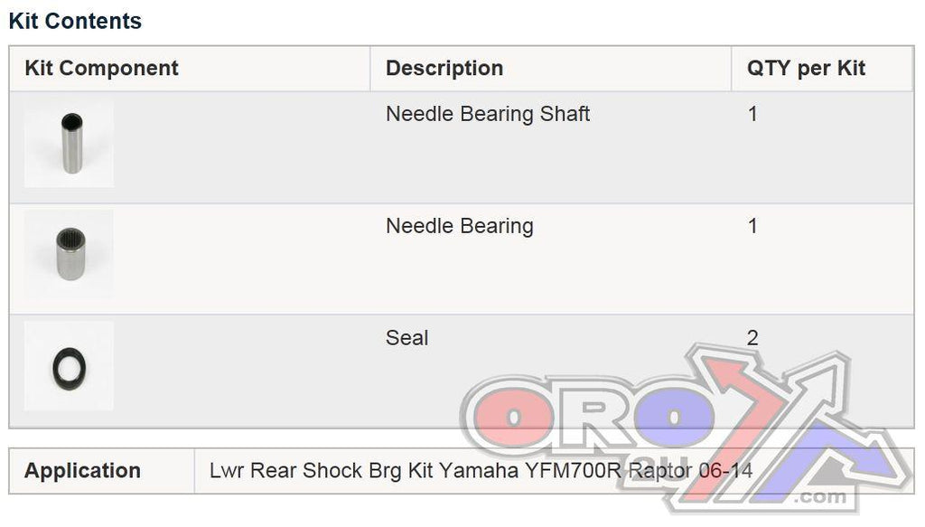 LOWER SHOCK BEARING KIT, ALLBALLS 29-5072 YAMAHA
