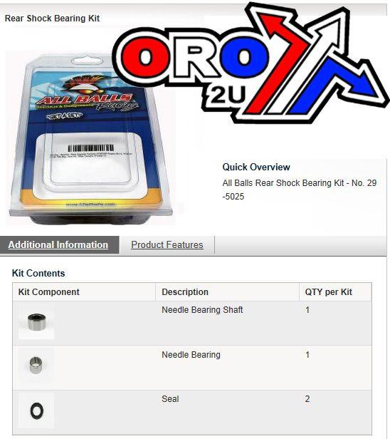 LOWER SHOCK BEARING KIT KFX, ALLBALLS 29-5025 KAW/SUZ LTZ