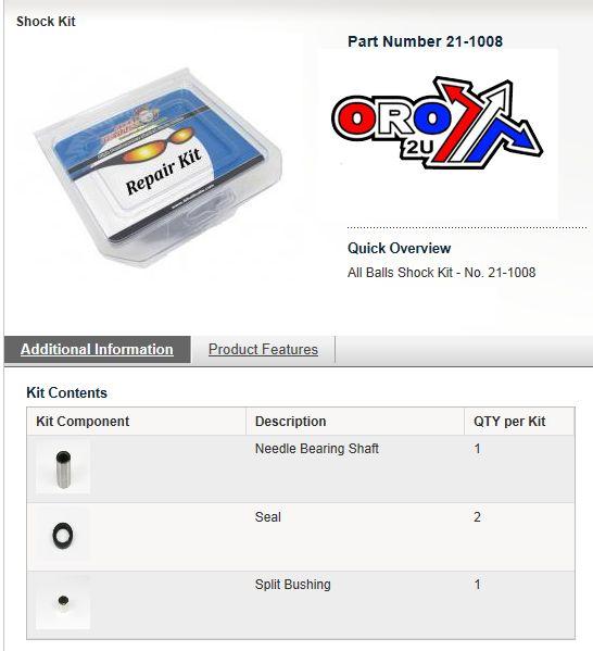 FRONT SHOCK BUSHING KIT TRX, ALLBALLS 21-1008 HONDA ATV, AB21-1008