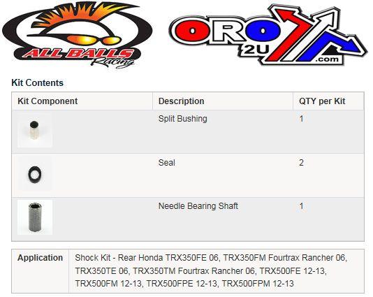 REAR SHOCK BUSHING KIT TRX350, ALLBALLS 21-1011 HONDA