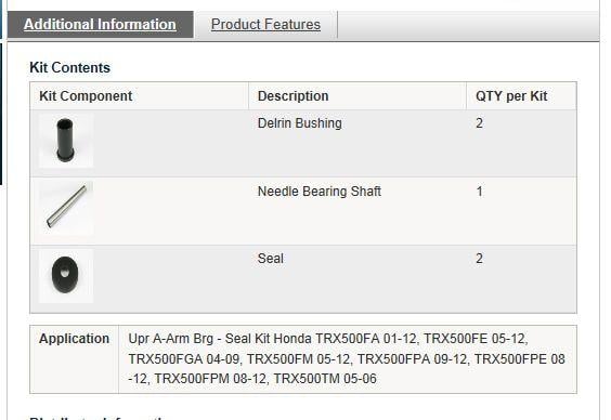 A-ARM KIT Upper Honda TRX500, ALLBALLS 50-1003 HONDA, 17-8703