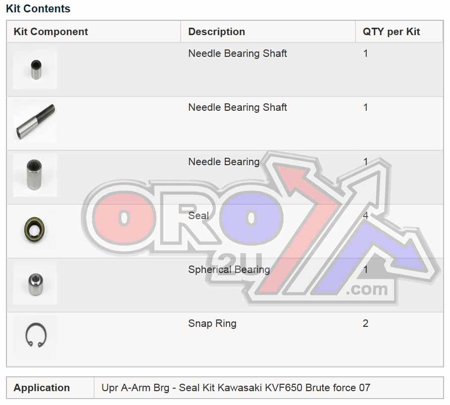 A-ARM KIT UPPER KVF750 QUAD, ALLBALLS 50-1044 BRUTE FORCE