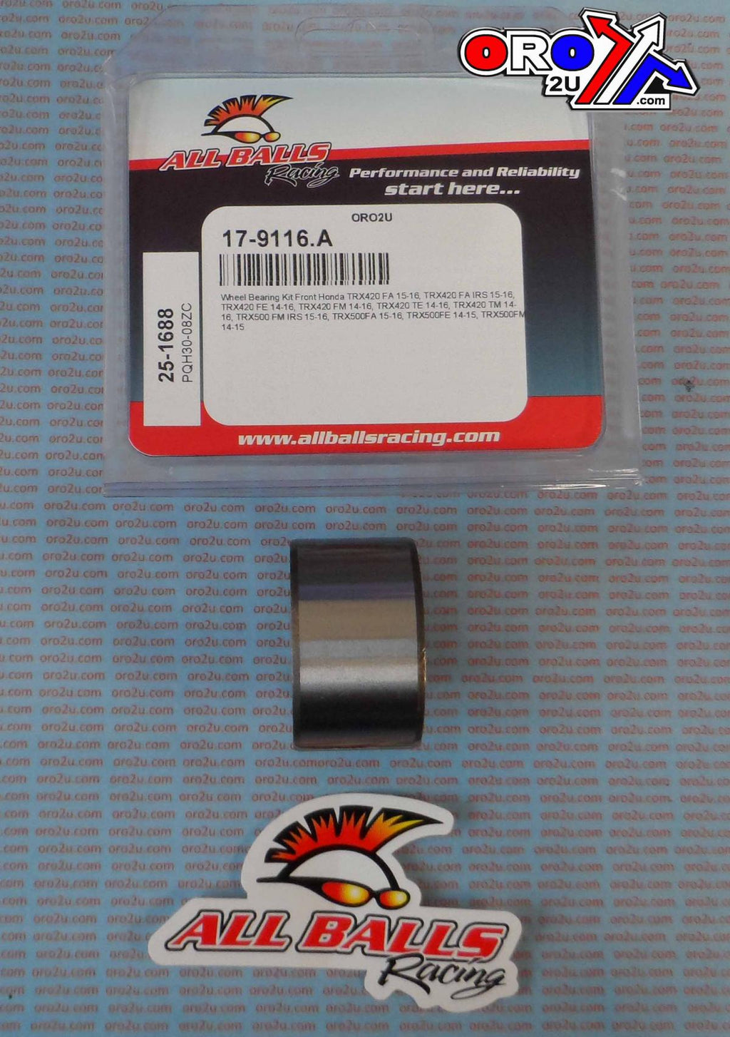 WHEEL BEARING KIT FRONT 14-22 HONDA TRX 420-520, ALLBALLS 25-1688 ATV