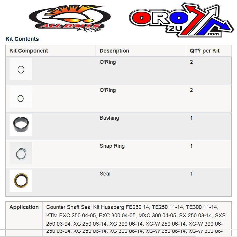 COUNTER SHAFT SEAL KIT KTM, ALLBALLS 25-4003 HUSABERG
