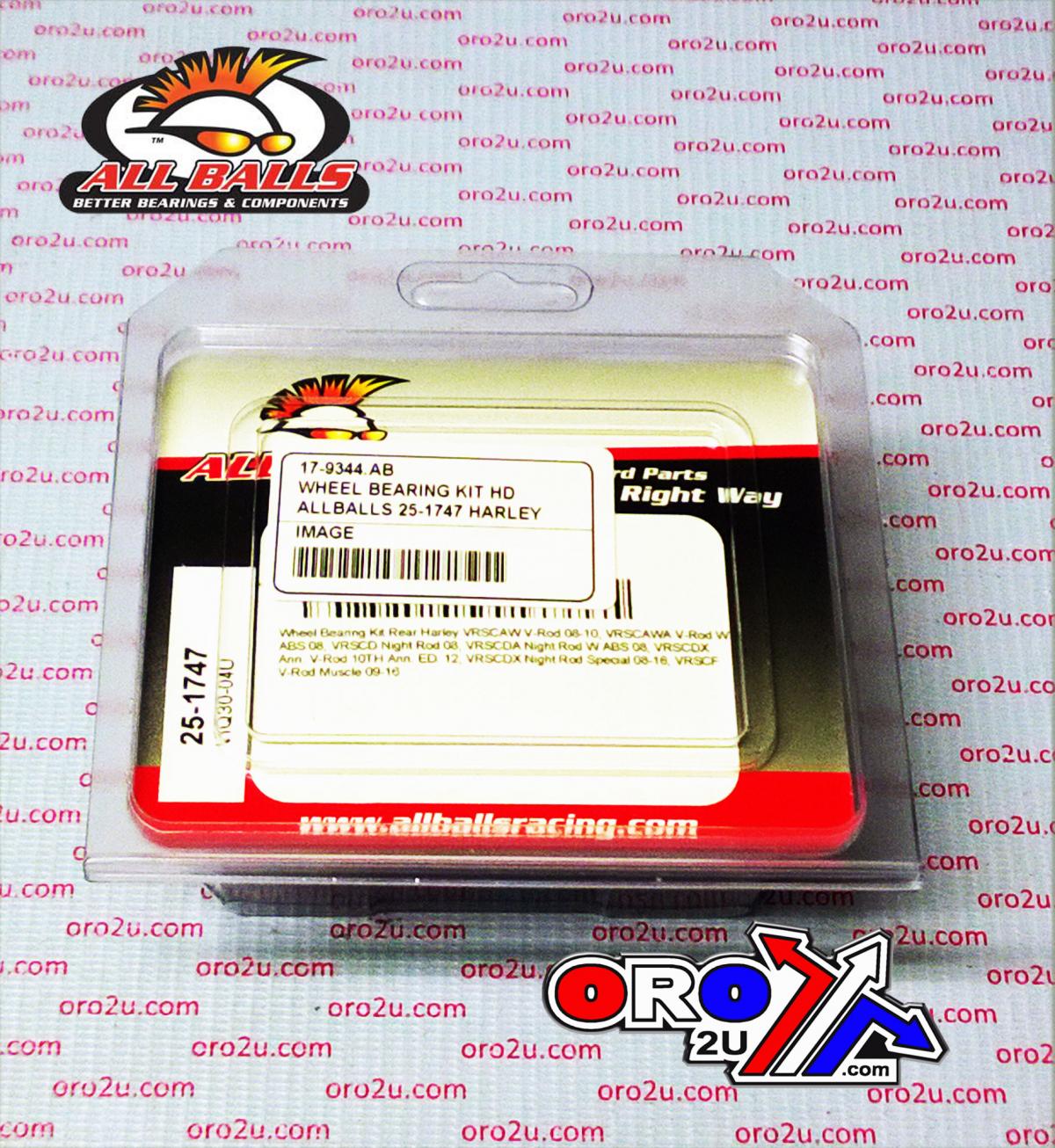 WHEEL BEARING KIT REAR 08-17 HARLEY VROD, ALLBALLS 25-1747 ROAD