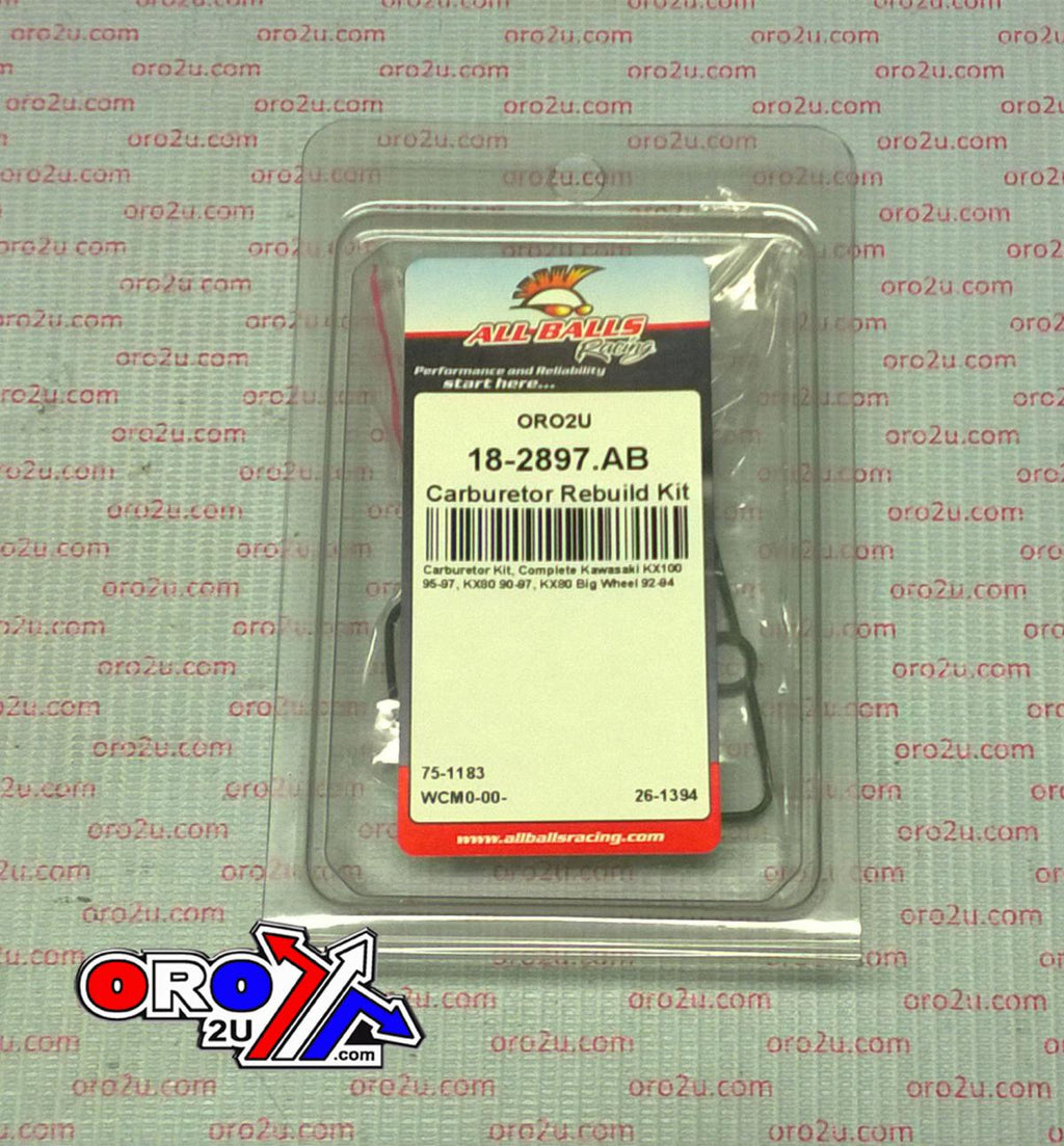 CARBURETOR REBUILD KIT 90-97 KX80/100, ALLBALLS 26-1394 DIRT
