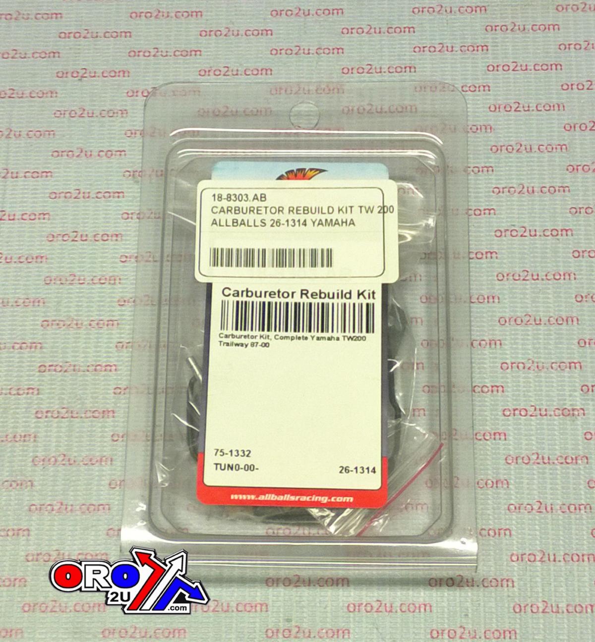 CARBURETOR REBUILD KIT 87-00 YAM TW200, ALLBALLS 26-1314 DIRT