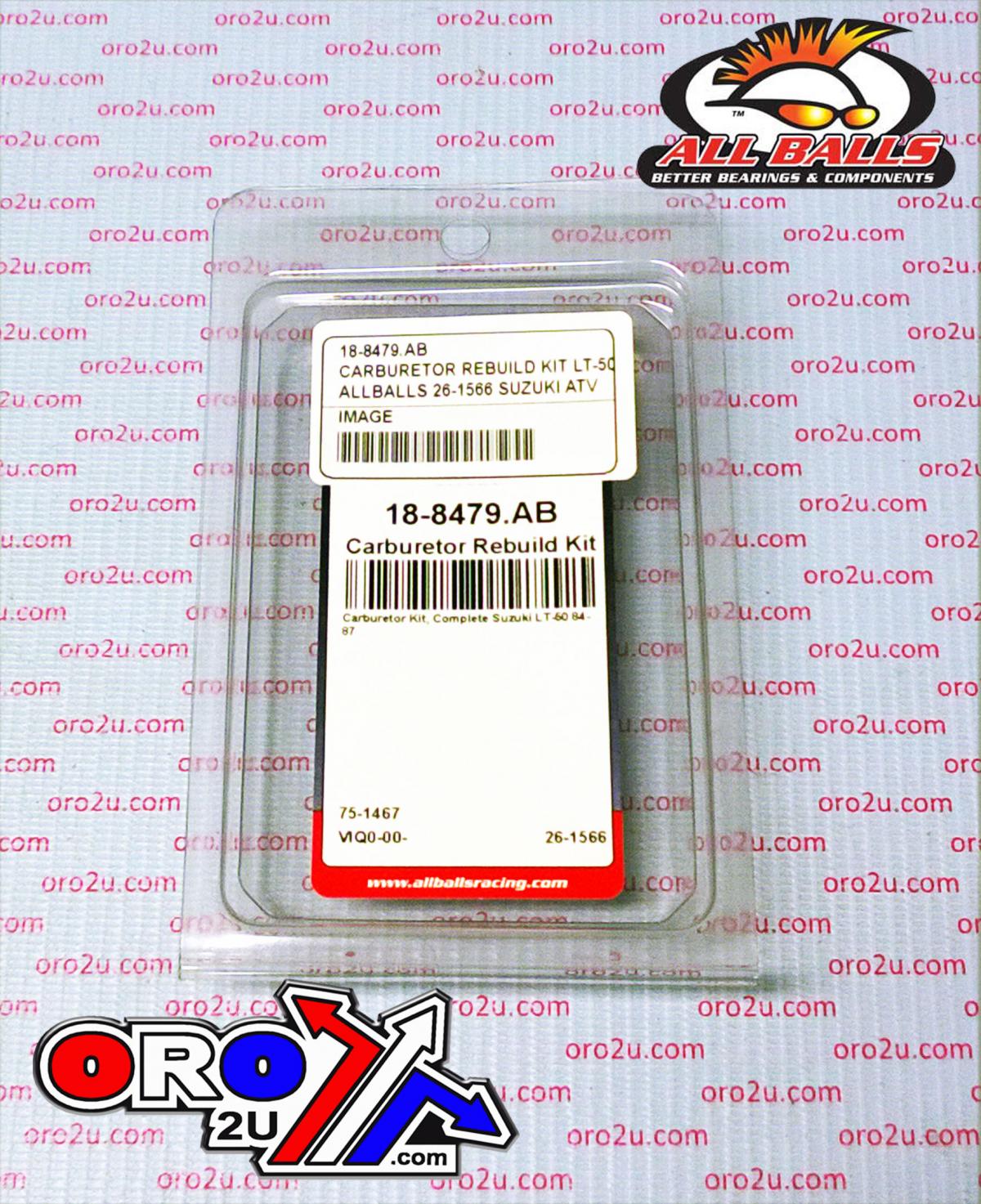 CARBURETOR REBUILD KIT 84-87 SUZ LT-50, ALLBALLS 26-1566 ATV