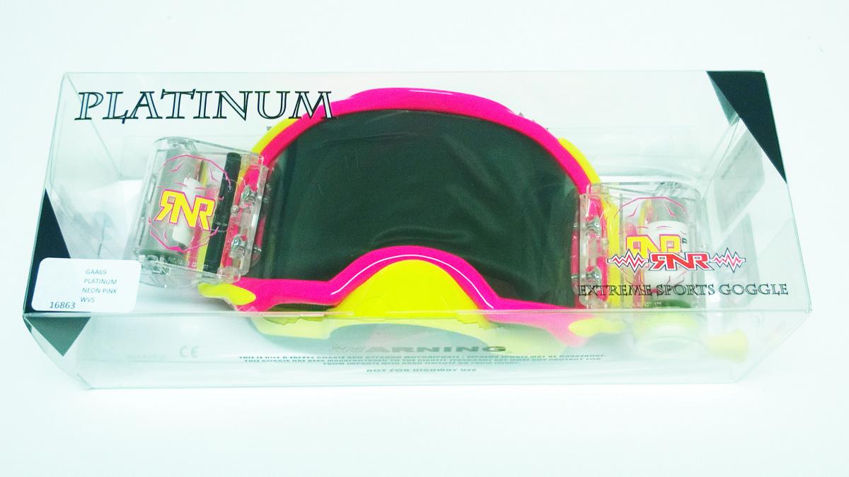 RNR PLATINUM WVS 48mm, PINK FLO GOGGLE, ROLL OFF, GAA69, WIDE VISION SYSTEM