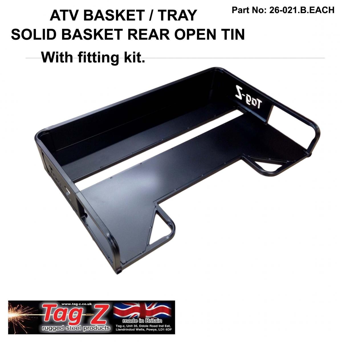 ATV STEEL CARGO RACK / SOLID BASKET, SIZE : 104x70x16.5cmTAG-Z, WITH FITTING KIT