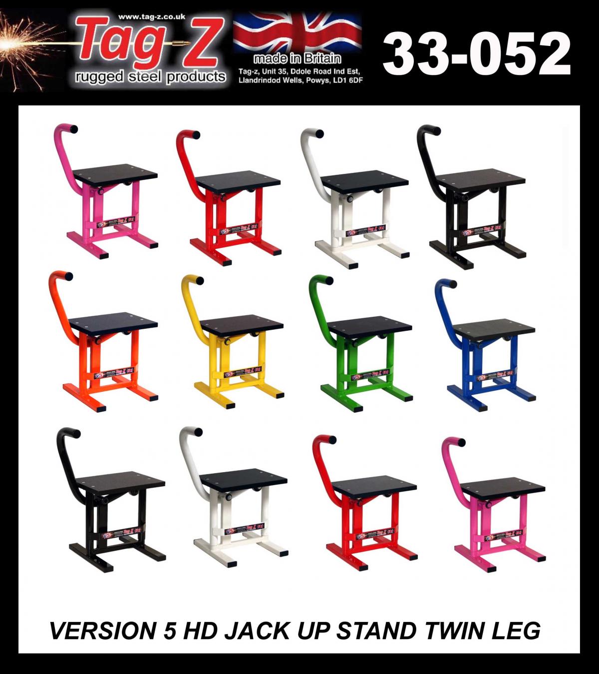 HD JACK-UP-STAND TWIN LEG v5, MX & ENDURO 125>625CC BIKES, LARGE STAND 440mm HIGH MX