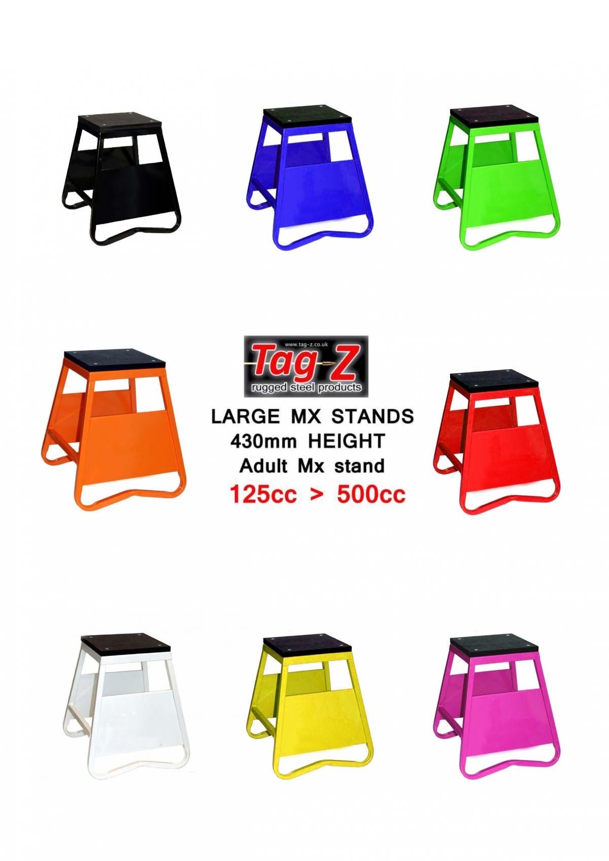 HEAVY DUTY STEEL BOX STAND MX, LARGE / 430mm HIGH MX STAND, THIS STAND DOESN'T COME WITH THE MOTO STICKER NOW