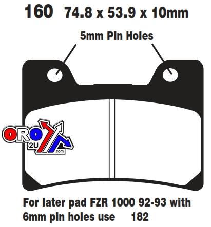 BRAKE PADS SEMI-METALLIC FA160, EBC