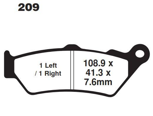 BRAKE PADS DISC SEMI-METAL, KYOTO S1958(FA209)