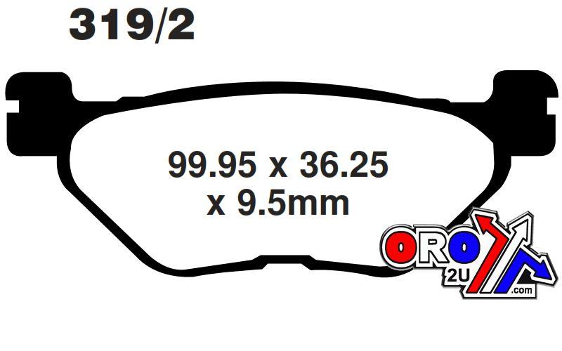 BRAKE PADS DISC SEMI-METAL, KYOTO S1269 (FA319/2) THICKNESS 12mm, 39-319/2 FA319/2