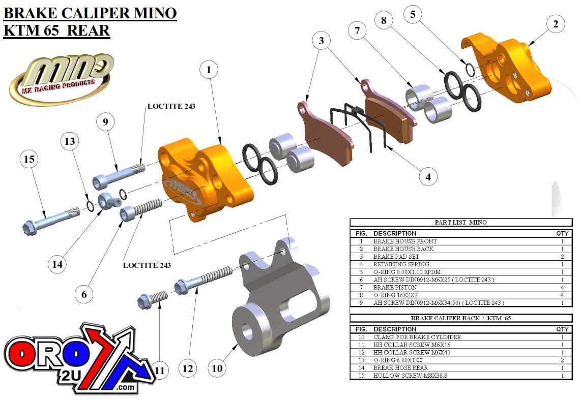 CALIPER 4-PISTON KTM50/65, MINO 30-3003