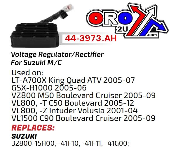 REGULATOR SUZUKI LTA700 VL800, ASU6019, 32800-15H00 ESP2440 GSXR600/GSXR750/GSXR 1000 06-15., ROAD