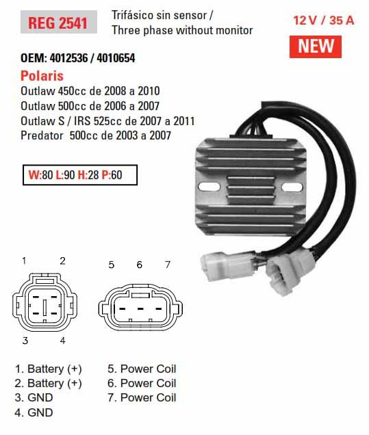 VOLTAGE REGULATORS DZE 02541-04, POLARIS 4110654, 401536, 4010654, ARROWHEAD 230-22204, APO6023