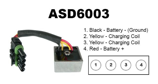 REGULATOR / RECTIFIER SEA-DOO PWC, ARROWHEAD ASD6003, 230-22055, Challenger 1998-99 GS 718cc 1998-01 GTI 718cc 1998-05 GTI LE 718cc 2002-04 GTS 718cc 2001 Speedster