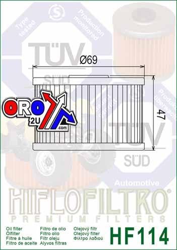 OIL FILTER HIFLO HF114, HONDA TRX420 15412-HP7-A01
