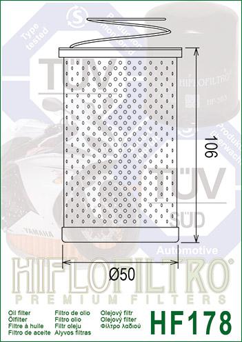 OIL FILTER HIFLO HF178, Harley 63835-87T, 63837-92T, Harley Davidson