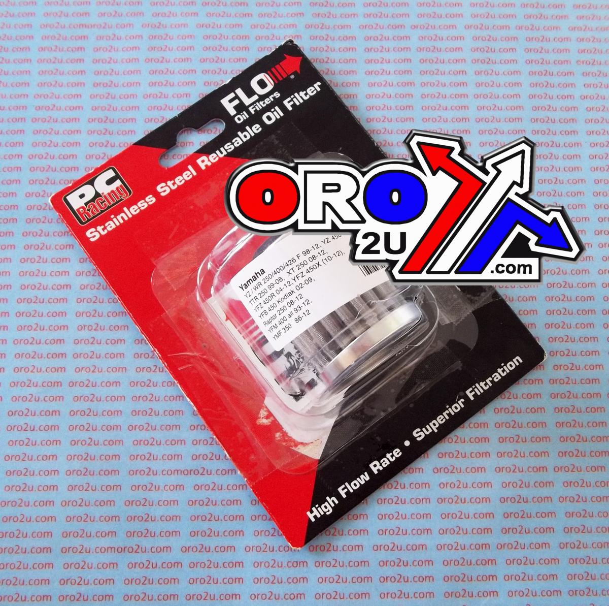 OIL FILTER FLO REUSABLE PC141, PC RACING USA STAINLESS STEEL