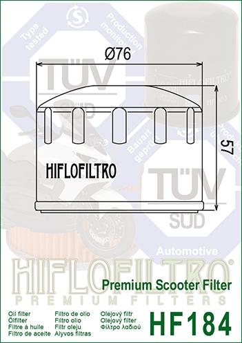 OIL FILTER HIFLO HF184 APRILIA, 830239/82658R/82883R, PIAGGIO, ROAD, 82960R
