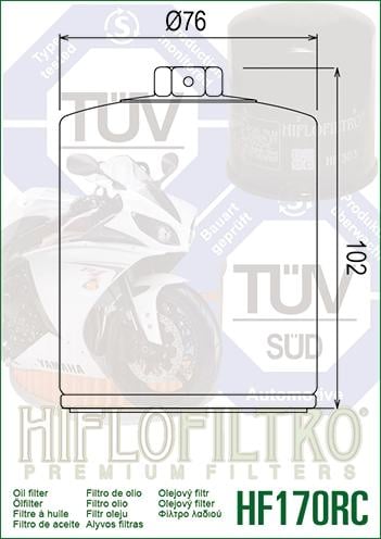 OIL FILTER HIFLO HF170BRC RACE, 63805-80A, 63805-80T, 63796-77, ROAD, 63806-83