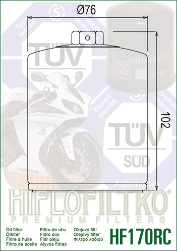 OIL FILTER HIFLO HF170CRC RACE, 63805-80A, 63805-80T, 63796-77, ROAD, 63806-83