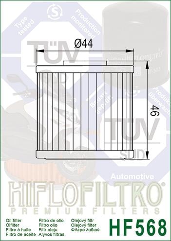 OIL FILTER HIFLO HF568, Kymco 1541A-LEH6-E00