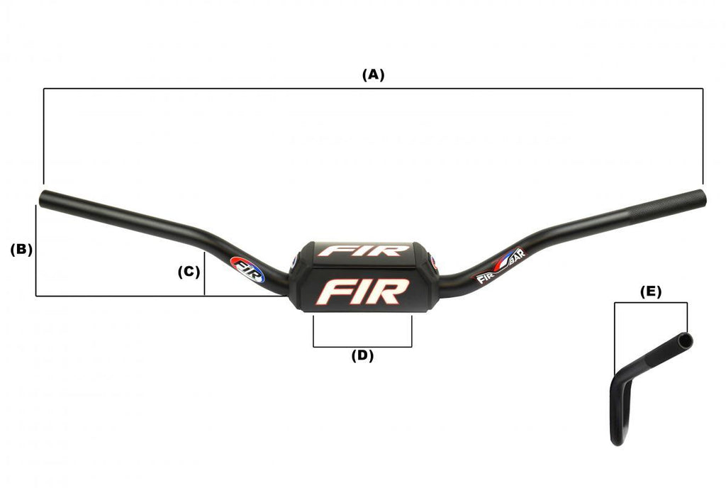 FIR 28MM FATBAR MCGRATH 821, MCGRATH / SHORT, 821-01-BK, TH-104-7075 WITH BAR PAD