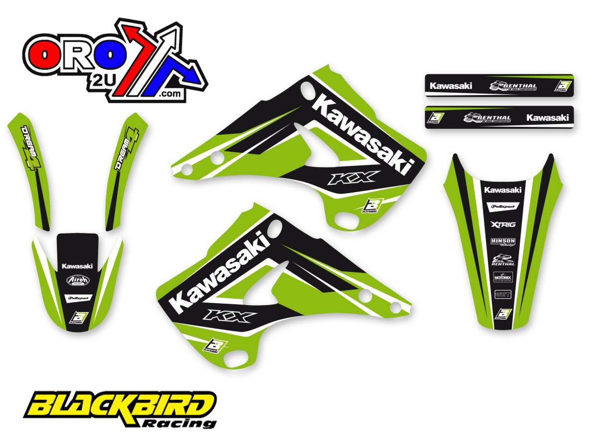 03-08 KX125 250 DREAM-4, BLACKBIRD DECAL KIT 2408N