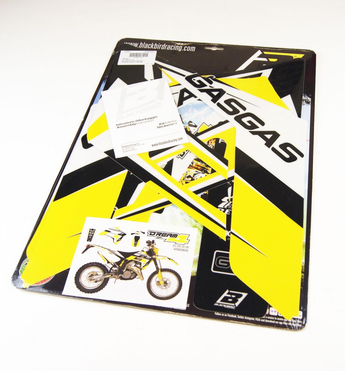 02-06 GASGAS DREAM-4 YELLOW, BLACKBIRD DECAL KIT 2903N/01
