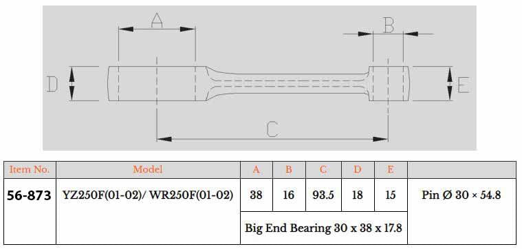 CONNECTING ROD YZF/WRF250, PSYCHIC MX-09614, 5NL-11651-00-00, 5NL-11651-10-00