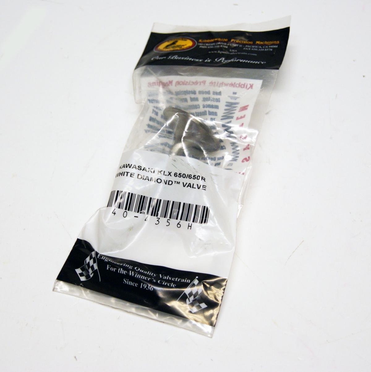 VALVE INTAKE KLX650R 93-96 WHITE DIAMOND SS, KIBBLEWHITE 40-4356H STAINLESS, WHITE DIAMOND HARD CHROME