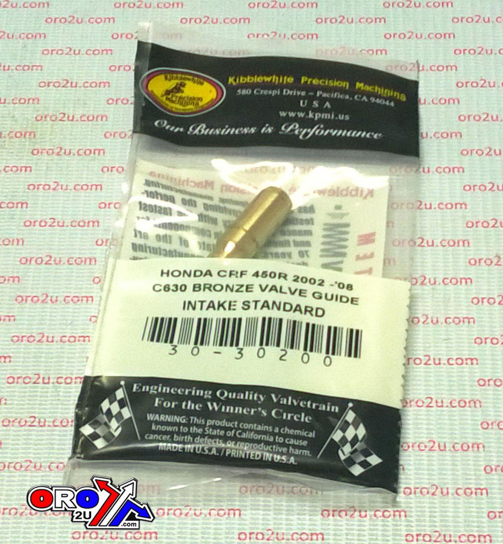 VALVE GUIDE INTAKE BRONZE STD, KIBBLEWHITE 30-30200, HONDA CRF450R 2002-08