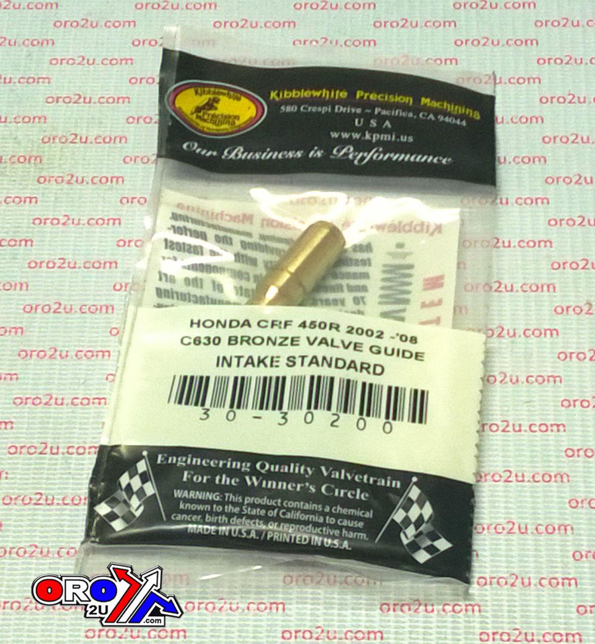 VALVE GUIDE INTAKE BRONZE STD, KIBBLEWHITE 30-30200, HONDA CRF450R 2002-08