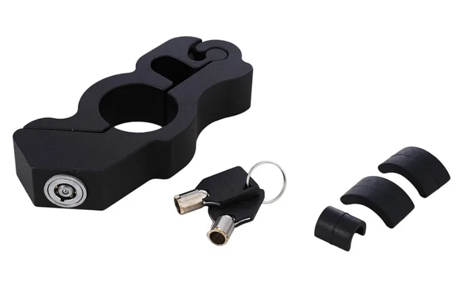 CNC ALUMINIUM HANDLEBAR GRIP LEVER LOCK – BLACK– ANTI THEFT SAFETY DEVICE