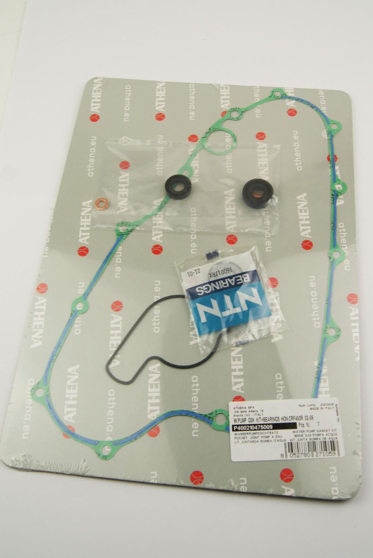 WATER PUMP GASKET KIT CRF 450 02-08, ATHENA P400210475009 HONDA WITH BEARING