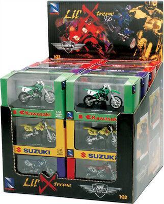 MODEL DIE CAST DIRT BIKE / ATV ASSORTMENT, 8 STYLES, 12 DIRT BIKES & 12 ATVS, SCALE 1:32, NEWRAY 06227 06227C