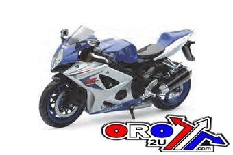 MODEL DIE CAST SUZUKI GSX-R1000, 2008, BLUE AND SILVER, SCALE 1:12, NEWRAY 57003, ROAD