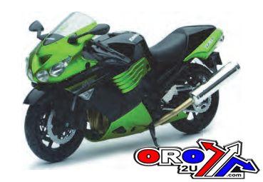 MODEL DIE CAST KAWASAKI ZX-14, 2011, GREEN AND BLACK, SCALE 1:12, 57433B, ROAD