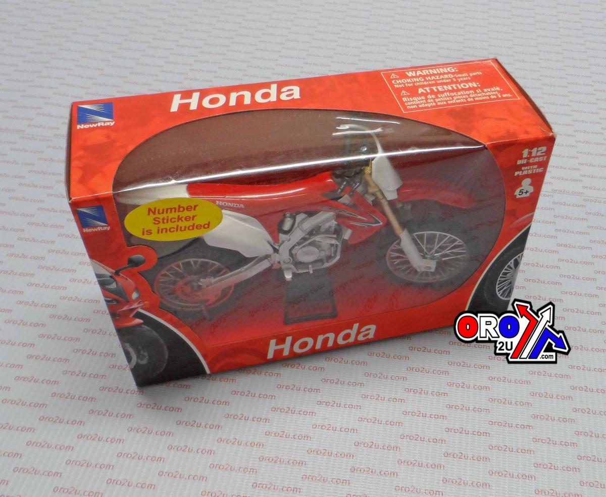 MODEL DIE CAST HONDA CRF 250 R, RED AND WHITE, SCALE 1:12, NEWRAY 57463