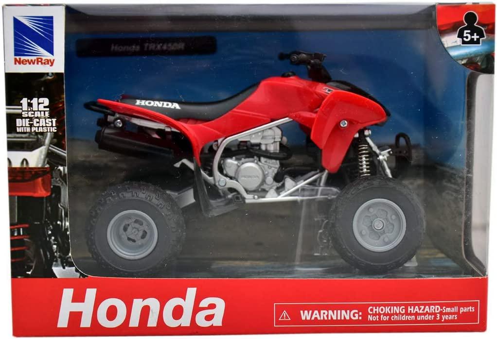 MODEL DIE CAST HONDA HRC TRX 450R, RED AND BLACK, SCALE 1:12, NEWRAY 57093A