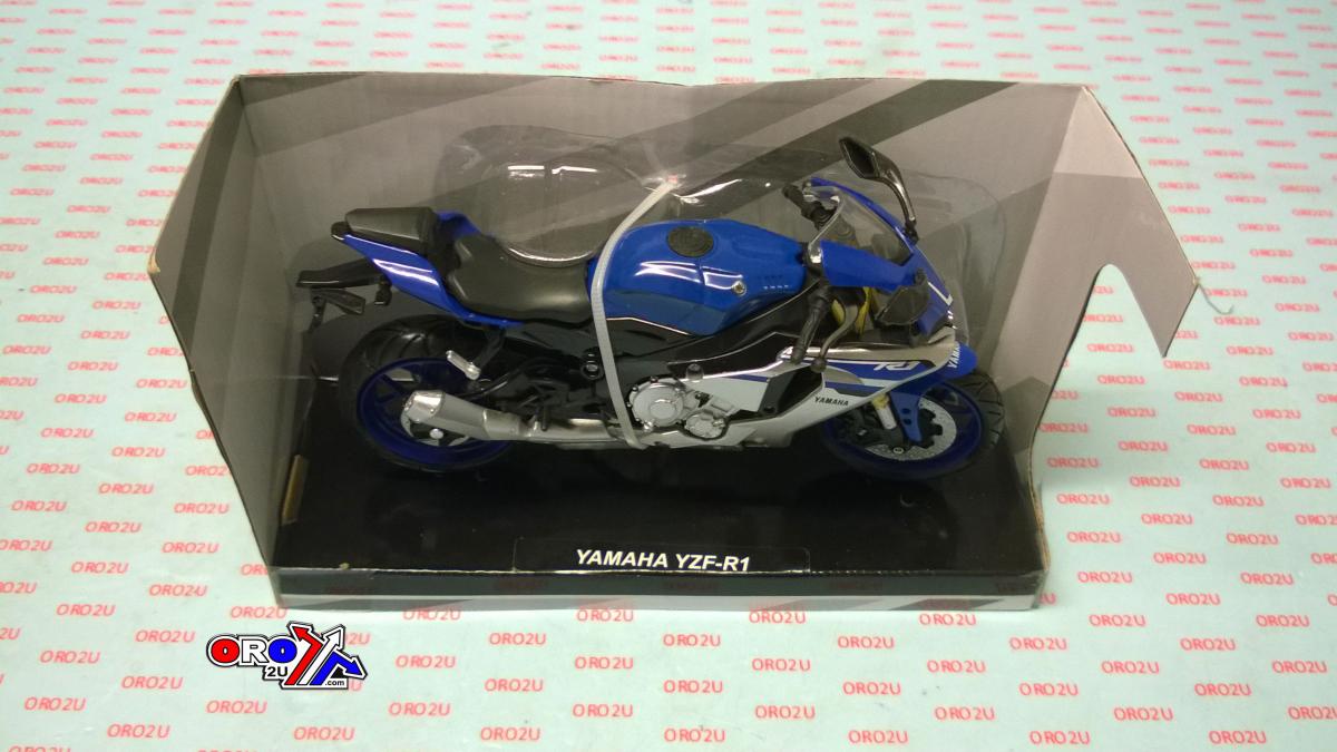 MODEL DIE CAST YAMAHA YZF-R1 2016, BLUE AND SILVER, SCALE 1:12, NEWRAY 57803A