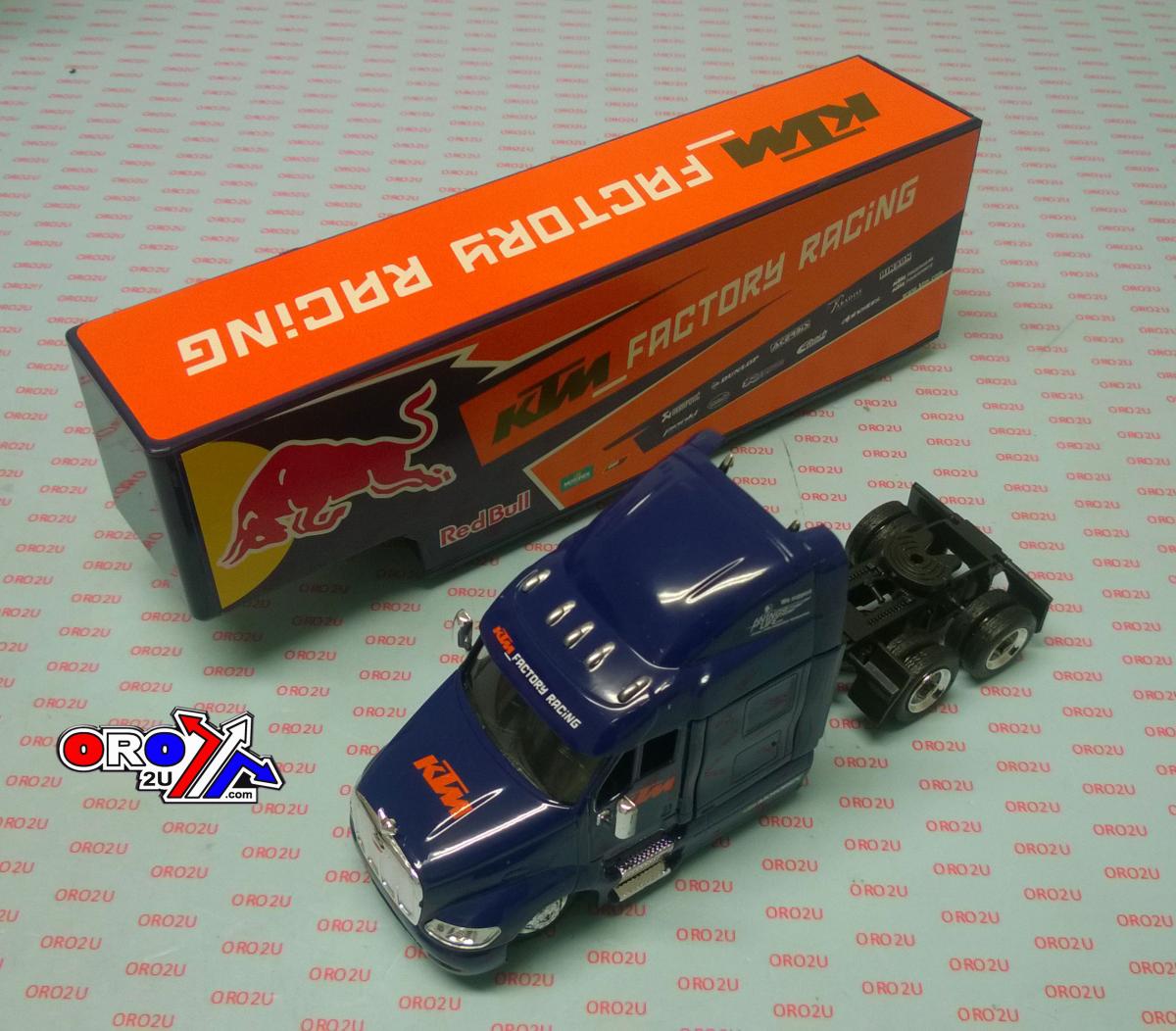 MODEL DIE CAST RED BULL KTM RACE, TRUCK, BLUE AND ORANGE, SCALE 1:43, NEWRAY 15973