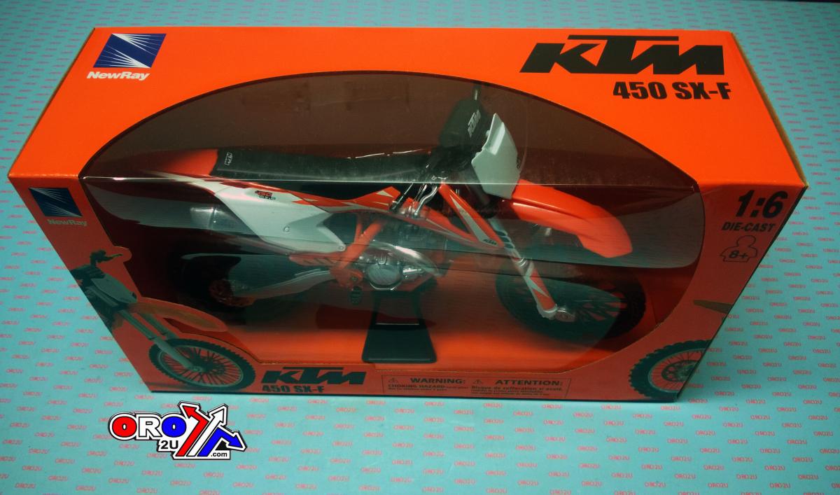 MODEL DIE CAST KTM SX-F 450 2018, ORANGE AND WHITE, SCALE 1:6, NEWRAY 49613