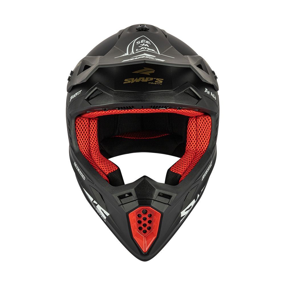 MOTOCROSS HELMET SWAPS S818 - MATT BLACK GOLD FULL GAZ - SIZE M 57cm - 58cm