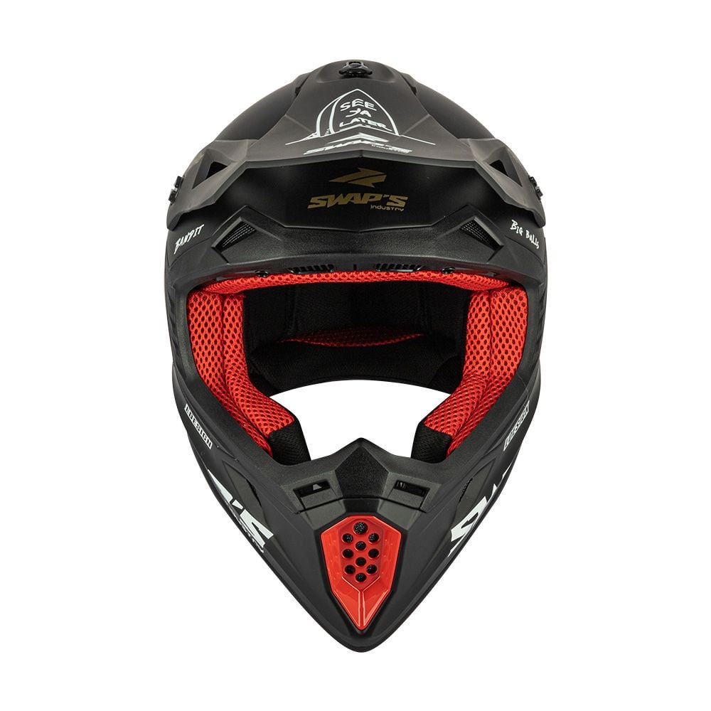 MOTOCROSS HELMET SWAPS S818 - MATT BLACK GOLD FULL GAZ - SIZE S 55cm - 56cm