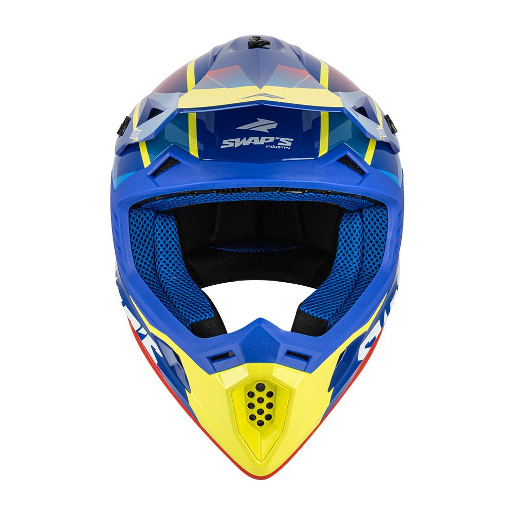 MOTOCROSS HELMET SWAPS S818 - SHINY BLUE RED YELLOW - SIZE M 57cm - 58cm
